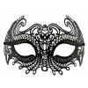 Çocuk Siyah Renk Lazer Kesim Üzeri Kristal Taşlı Metal Balo Parti Venedik Maskesi