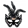 Çocuk Siyah Renk Siyah Süet Kaplama Tüylü Kelebek Figür Parti Maskesi 24x18 cm