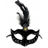 Çocuk Siyah Renk Tüylü Siyah Süet Kaplama Parti Balo Maskesi 20X16 cm