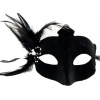 Çocuk Siyah Renk Yandan Tüylü Süet Kaplama Beyaz İncili Parti Maskesi 18X15 cm
