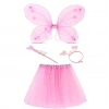 Eğitici Çocuk Toz Pembe Kelebek Kostümü - Toz Pembe Kelebek Kostüm Aksesuar Seti 4 Parça