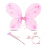 Toz Pembe Kelebek Kanadı Tacı ve Sopası Çocuklar İçin Parti Aksesuarı 50x37 cm
