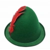 Yeşil Renk Kırmızı Tüylü Peter Pan Şapkası Robin Hood Şapkası 24X23 cm