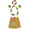 Çocuk Yetişkin ve Çocuk Uyumlu Luau Aloha Hawaii  Kolye Renkli Etek Taç ve Bileklik Seti