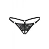 Siyah Dantelli Özel Bölgesi Açık G-String TM1167