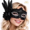 Siyah Tüylü Venedik Lüks Balo Maskesi