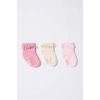 U.S.Polo Kız Bebek Çorap USB2208 Pudra Ekru Somon