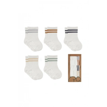 5Li Penye Kaymaz Çember Soket Çorap 10122 Ekru