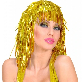 Altın Sarısı Işıltılı Metalize Parti Peruğu