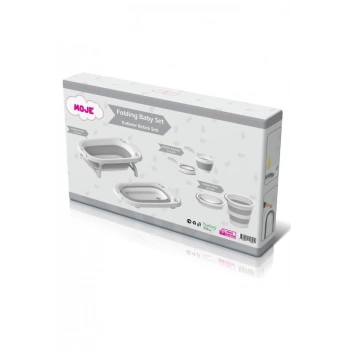 Çocuk Gelişim Moje Katlanır Küvet Seti Gri Pratik ve Konforlu Küvet Seçeneği