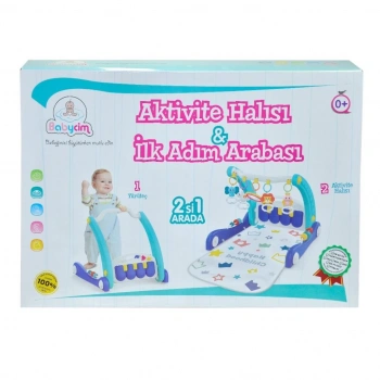 Çocuk E0633 Aktivite Halısı&İlk Adım Arabası 2IN1 -Mavi ,Birlik