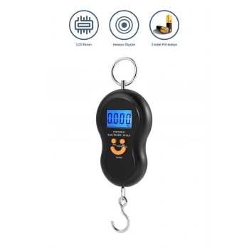 Fuego Pil Hediyeli Pratik Bagaj Valiz Bavul Ağırlık Ölçme Tartısı Çanta Kilo Terazisi 50 Kg