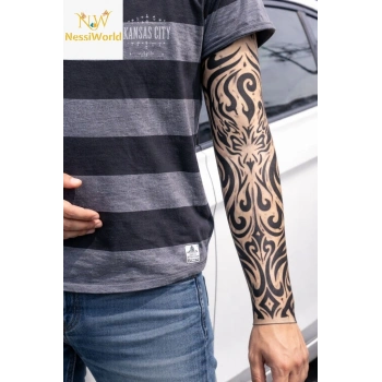 Giyilebilir Kol Dövmesi Çorap Dövme 3D Baskılı Kol Bacak Dövme 2 Adet Model 11