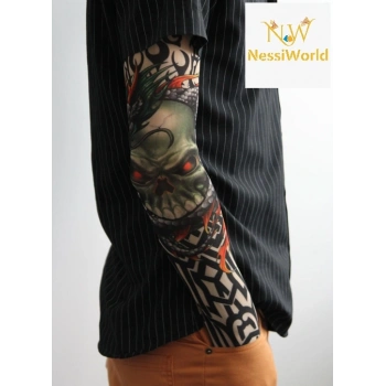Giyilebilir Kol Dövmesi Çorap Dövme 3D Baskılı Kol Bacak Dövme 2 Adet Model 18