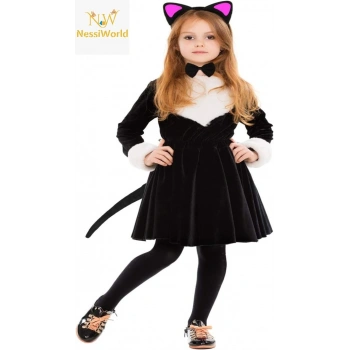 Kedi Kulak Taç Kuyruk ve Papyon 3 lü Set Çocuk Boy Fuşya Renk