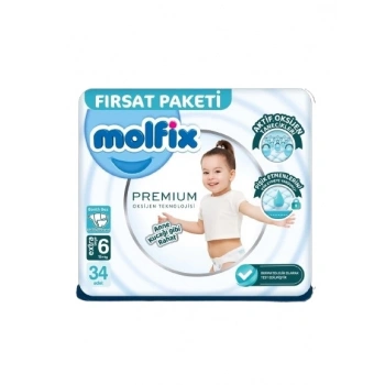 Çocuk Molfix Premium Bebek Bezi Fırsat Paketi 6 Beden 15+ Kg 34 Adet