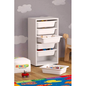 Mutfak Dolabı 6 Sepetli Dolap Oyuncak Dolabı Çok Amaçlı Banyo Kiler Dolabı Beyaz