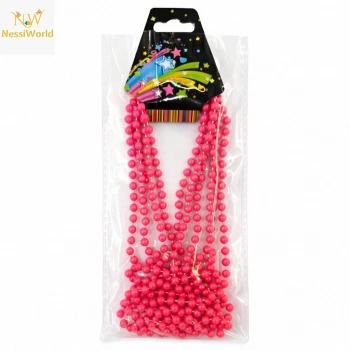 Neon Pembe Boncuk Kolye 80 cm – Retro 80’ler 90’lar Parti Aksesuarı