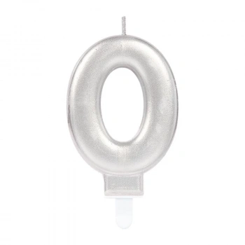 Çocuk 0 Rakam Mum Gümüş Renk