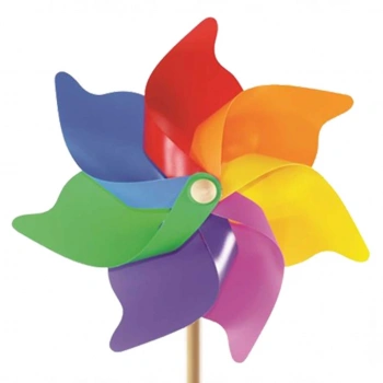 Çocuk 7 Kanat 35 cm Gök Kuşağı Rüzgar Gülü