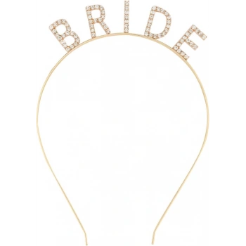 Altın Gold Bekarlığa Veda Kristal Taşlı Bride Tacı 16x10 cm Şık Aksesuar