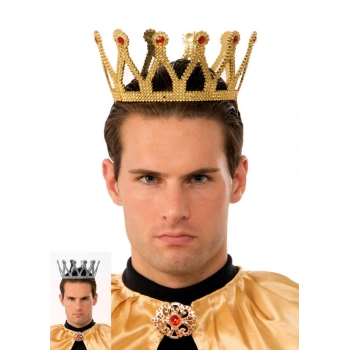 Altın Renk Kral Tacı Çocuk ve Yetişkin Uyumlu Kraliyet Temalı Parti Aksesuarı