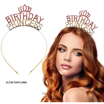Birthday Princess Kristal Taç Altın Renk Şık Aksesuar
