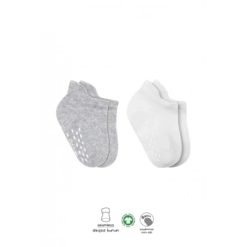 Eğitici Oyuncak Bistyle 2Li Sneakers Kaymaz Basic Penye Çorap BS20103 Gri Beyaz