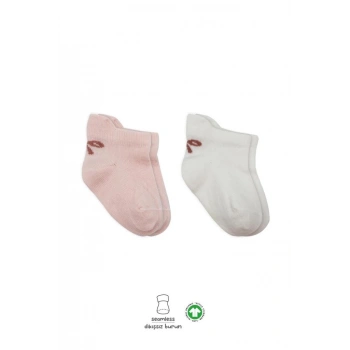 2li Sneakers Smile Penye Çorap Pembe Ekru Yumuşak Ve Konforlu Günlük Çorap