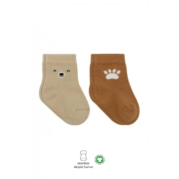  Bistyle Bear Penye Soket Çorap 2Li BS10116 Bej
