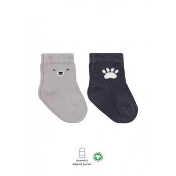 Çocuk Bistyle Bear Penye Soket Çorap 2Li BS10116 Gri