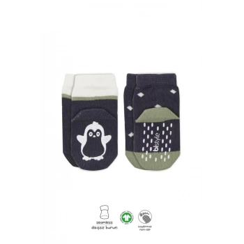  Bistyle Hayvan Figürlü Kaymaz Erkek Soket Çorap 2Li BS10119 Antrasit