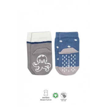  Bistyle Hayvan Figürlü Kaymaz Erkek Soket Çorap 2Li BS10119 İndigo
