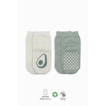  Bistyle Meyve Figürlü Kaymaz Soket Çorap 2Li BS10105 Nil Ekru