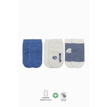 Puanlı Kaymaz Penye Soket Çorap 3’lü İndigo, Yumuşak ve Esnek Çorap