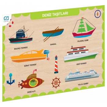 Eğitici Oyuncak CAAHS-3201 CAMES AHŞAP DENİZ TAŞITLARI BUL-TAK