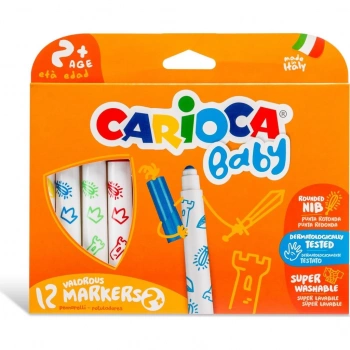 Çocuk Carioca Jumbo Bebek Süper Yıkanabilir Keçeli Boya Kalemi 12Li