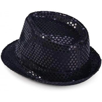 Çocuk Çocuk Boy Siyah Payetli Şapka Gösteri Şapkası Michael Jackson Şapkası 54 No