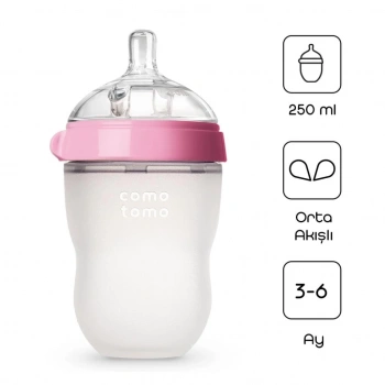  Comotomo Antikolik Silikon Biberon 250 ml 3-6 Ay Pembe