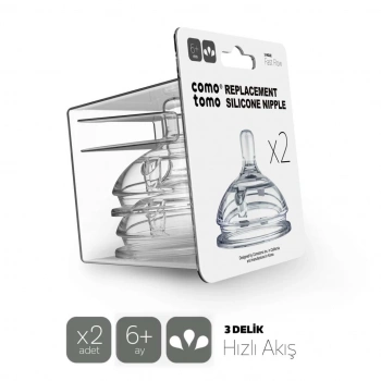 Anne Bebek 6+ Ay Biberon Emziği Silikon 2li Hızlı Akış Anne Göğsü Hissi