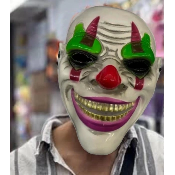 Delirten Gülüş Psikopat Palyaço Joker Maskesi Eğlenceli ve Korkutucu