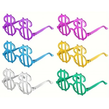 Dolar Şekilli Metalize Parti Gözlüğü 6 Adet Çocuk ve Yetişkin İçin Eğlenceli Aksesuar