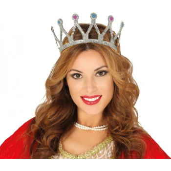 Eğitici Çocuk Gümüş Renk Çocuk ve Yetişkin Uyumlu Kraliçe Tacı Prenses Tacı 8X25 cm