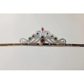 Çocuk GümüşRenkPlastikPrensesTacıKraliçeTacı60cm