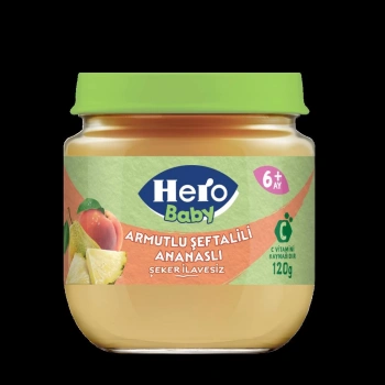 Çocuk Eğitici Gelişim Hero Baby Armutlu Şeftalili Ananaslı Kavonoz Mama 120 Gr