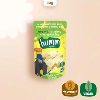 Çocuk Humm Organik Muzlu Glutensiz Vegan Mini Küpler 30 Gr