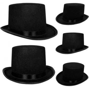 İkinci Kalite Yetişkin Siyah Ringmaster Fötr Şapka 15 cm