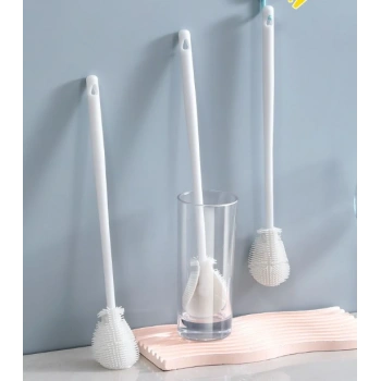 Eğitici Oyuncak Kavanoz ve Biberon Yıkama Fırçası Silikon Beyaz