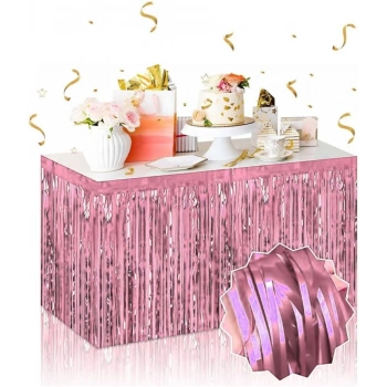 Eğitici Çocuk Kendinden Yapışkanlı Rose Gold Metalize Püsküllü Masa Eteği – 75 x 275 cm Parti Süslemesi