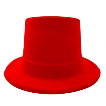 Çocuk Kırmızı Renk Plastik Nubuk Kadife Kaplama Fötr Şapka 11 cm